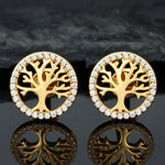 MOISSANITE DIAMOND LIFE TREE STUD EARRINGS IN STERLING SILVER