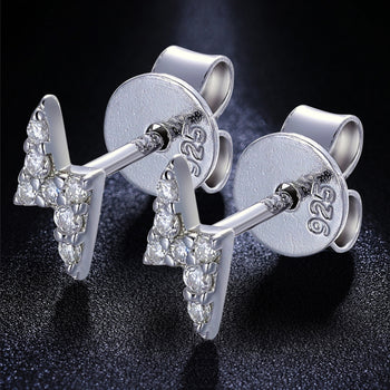 MOISSANITE DIAMOND LIGHTNING STUD EARRINGS IN STERLING SILVER - IVORY & EBONY