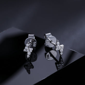 MOISSANITE DIAMOND LIGHTNING STUD EARRINGS IN STERLING SILVER - IVORY & EBONY