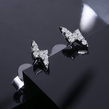 MOISSANITE DIAMOND LIGHTNING STUD EARRINGS IN STERLING SILVER - IVORY & EBONY