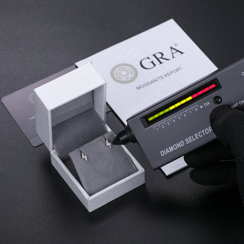 MOISSANITE DIAMOND LIGHTNING STUD EARRINGS IN STERLING SILVER - IVORY & EBONY