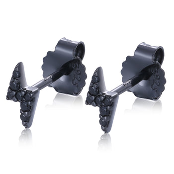 MOISSANITE DIAMOND LIGHTNING STUD EARRINGS IN STERLING SILVER - IVORY & EBONY