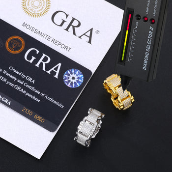 MOISSANITE DIAMOND LINK BAND RING IN STERLING SILVER