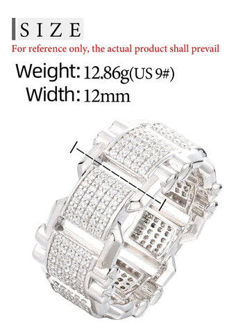 MOISSANITE DIAMOND LINK BAND RING IN STERLING SILVER