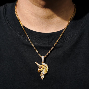 MOISSANITE DIAMOND MIDNIGHT UNICORN PENDANT IN STERLING SILVER