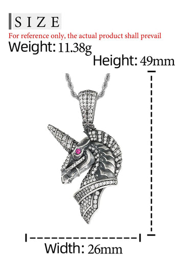 MOISSANITE DIAMOND MIDNIGHT UNICORN PENDANT IN STERLING SILVER