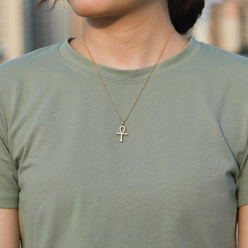 MOISSANITE DIAMOND MINIATURE CROSS PENDANT NECKLACE IN STERLING SILVER