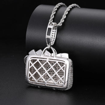 MOISSANITE DIAMOND MONEY BAG PENDANT IN STERLING SILVER