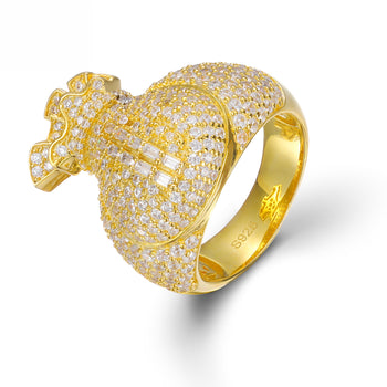 Bague en argent sterling sertie de diamants et de moissanite