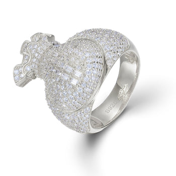 Bague en argent sterling sertie de diamants et de moissanite