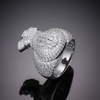 Bague en argent sterling sertie de diamants et de moissanite