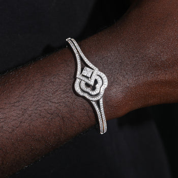 BRACELET ONGLET EN ARGENT MASSIF ET DIAMANTS MISSANITE