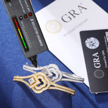 BRACELET ONGLET EN ARGENT MASSIF ET DIAMANTS MISSANITE