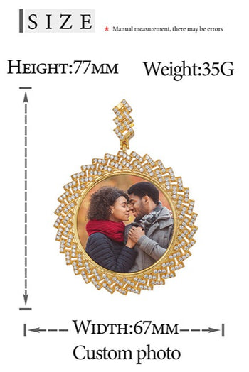 MOISSANITE DIAMOND MULTI-LAYER CYCLONE CUSTOM PHOTO PENDANT IN STERLING SILVER - IVORY & EBONY