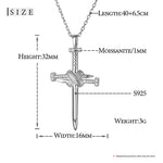 MOISSANITE DIAMOND NAIL CROSS PENDANT NECKLACE IN STERLING SILVER