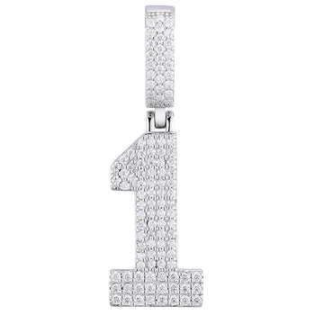 Halskette mit Anhänger in Form einer Zahl aus Moissanit-Diamanten in Sterlingsilber