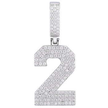 Halskette mit Anhänger in Form einer Zahl aus Moissanit-Diamanten in Sterlingsilber