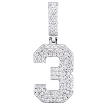 Halskette mit Anhänger in Form einer Zahl aus Moissanit-Diamanten in Sterlingsilber