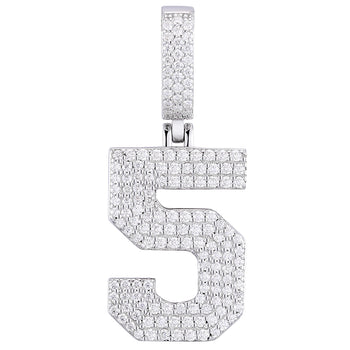 Halskette mit Anhänger in Form einer Zahl aus Moissanit-Diamanten in Sterlingsilber