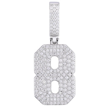 Halskette mit Anhänger in Form einer Zahl aus Moissanit-Diamanten in Sterlingsilber