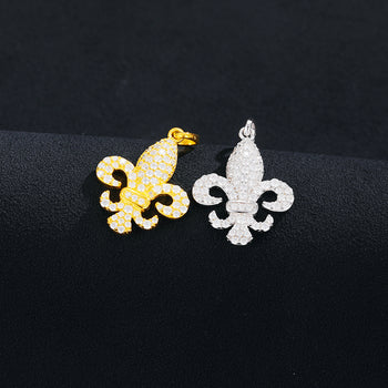 COLLIER PENDENTIF FLEUR DE LIS DIAMANT MOISSANITE EN ARGENT MASSIF