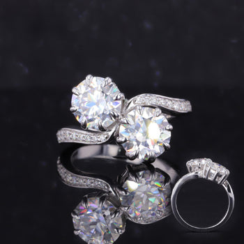 Bague en argent sterling sertie d'un diamant moissanite taille ancienne européenne