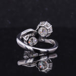 OLD EUROPEAN CUT MOISSANITE DIAMOND RING IN STERLING SILVER