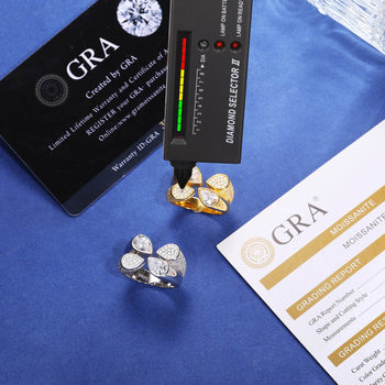 Bague en argent sterling sertie d'un diamant moissanite en forme de goutte d'eau ouverte