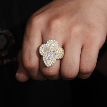 MOISSANITE DIAMOND PEAR CUT CLOVER RING IN STERLING SILVER - IVORY & EBONY