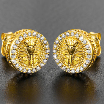 MOISSANIT-DIAMANT-OHRSTÖSSE IM PHARAO-MUSTER AUS STERLINGSILBER