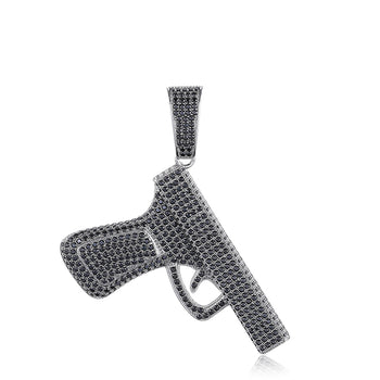 Pendentif pistolet en diamant moissanite en argent sterling