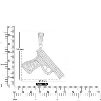 Pendentif pistolet en diamant moissanite en argent sterling