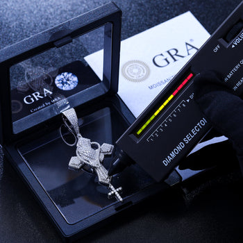 MOISSANITE DIAMOND PRAY HAND CROSS PENDANT IN STERLING SILVER - IVORY & EBONY