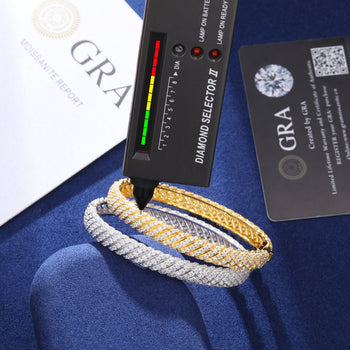 BRACELET JOINT TORSADÉ EN ARGENT MASSIF ET MISSANITE