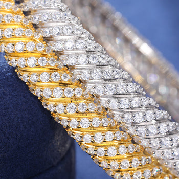 BRACELET JOINT TORSADÉ EN ARGENT MASSIF ET MISSANITE