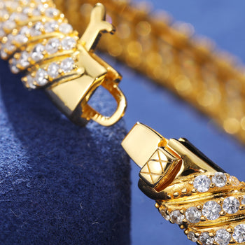 BRACELET JOINT TORSADÉ EN ARGENT MASSIF ET MISSANITE