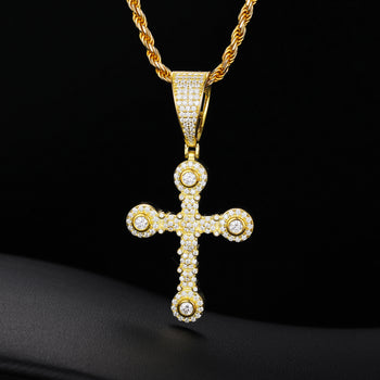 MOISSANIT-DIAMANT-QUAD-STEIN-KREUZANHÄNGER AUS STERLINGSILBER