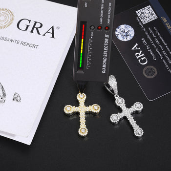 MOISSANIT-DIAMANT-QUAD-STEIN-KREUZANHÄNGER AUS STERLINGSILBER