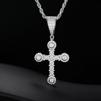 MOISSANIT-DIAMANT-QUAD-STEIN-KREUZANHÄNGER AUS STERLINGSILBER