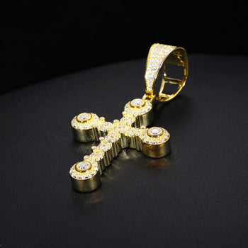 MOISSANIT-DIAMANT-QUAD-STEIN-KREUZANHÄNGER AUS STERLINGSILBER