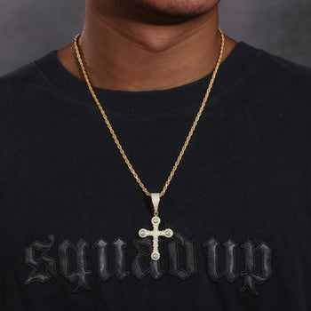 MOISSANIT-DIAMANT-QUAD-STEIN-KREUZANHÄNGER AUS STERLINGSILBER