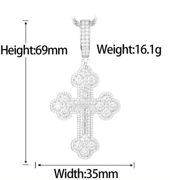 MOISSANITE DIAMOND QUARTET CLOVER CROSS PENDANT IN STERLING SILVER
