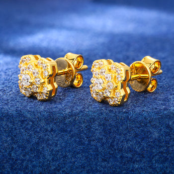 Boucles d'oreilles en moissanite et diamants, motif pétales éclatants, en argent sterling 