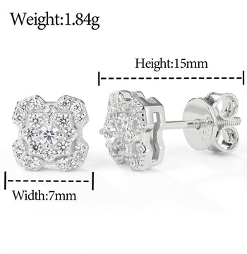 Boucles d'oreilles en moissanite et diamants, motif pétales éclatants, en argent sterling 