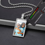 MOISSANITE RECTANGLE CUSTOM PHOTO PENDANT IN STERLING SILVER