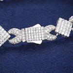 MOISSANITE DIAMOND RHOMBUS INFINITY CUBAN LINK BRACELET IN STERLING SILVER