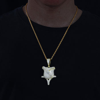 Pendentif en forme de rose serti de diamants et de moissanite, en argent sterling