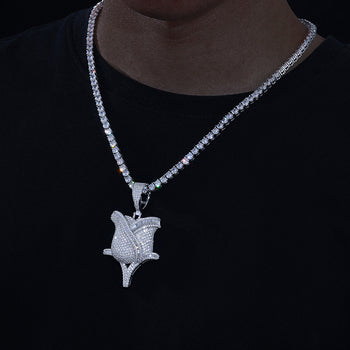 Pendentif en forme de rose serti de diamants et de moissanite, en argent sterling