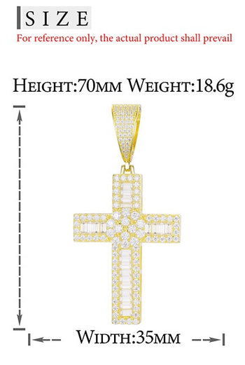 Runder Baguette-Kreuzanhänger mit Moissanit-Diamanten aus Sterlingsilber