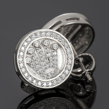 Bague couronne ronde en diamant moissanite et argent sterling 